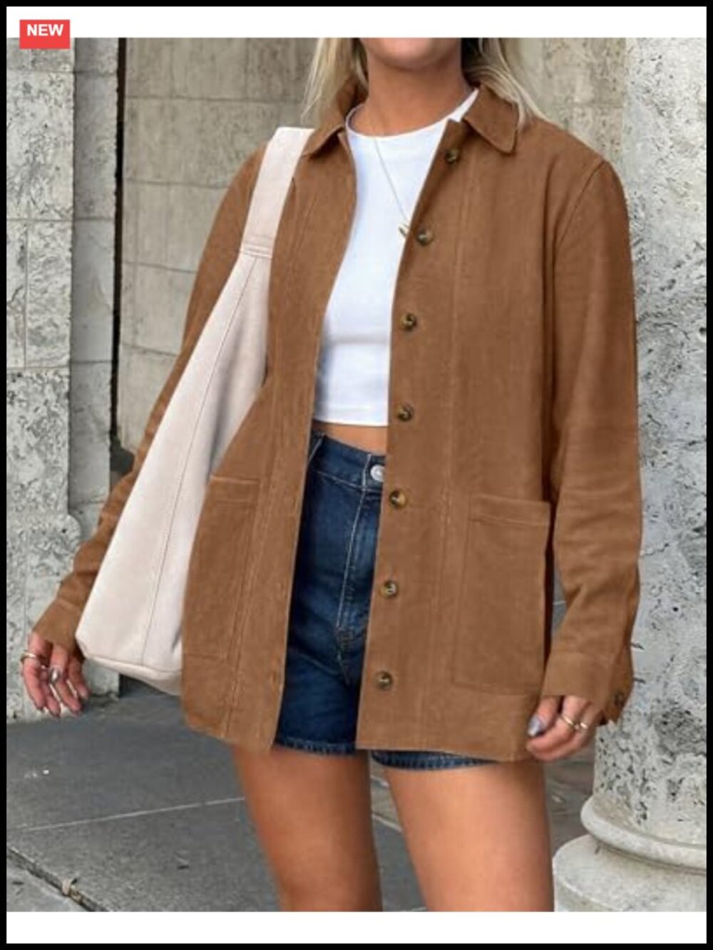 Faux Suede Jacket Women Button Down Long Sleeve Fall Winter Coat - Picture 2 of 6